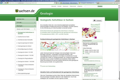 Startseite Aufschlussdatenbank im Internet