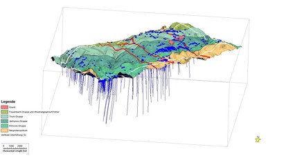 3D-Modell im ROHSA 3.1-Gebiet mit Bohrungen